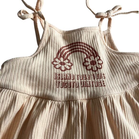 Tocoto Vintage Girls Light Peach Island Tour Ribbed Cotton Sundress size 2 - Picture 6 of 8